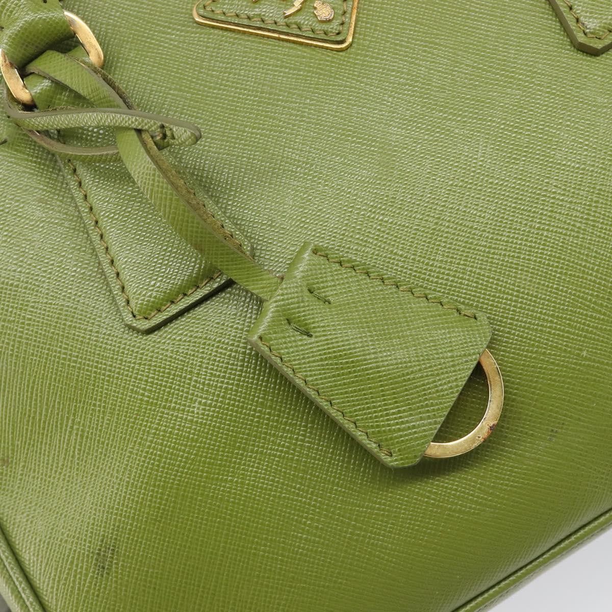 Prada Galleria  Strap Leather Green Leather Handbag (Pre-Owned)