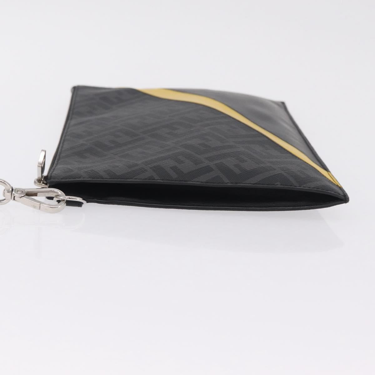Fendi Zip Flat Wristlet Zucca Coated Canvas And Leather Black Canvas Clutche & Pouche Bag (Pre-Owned)