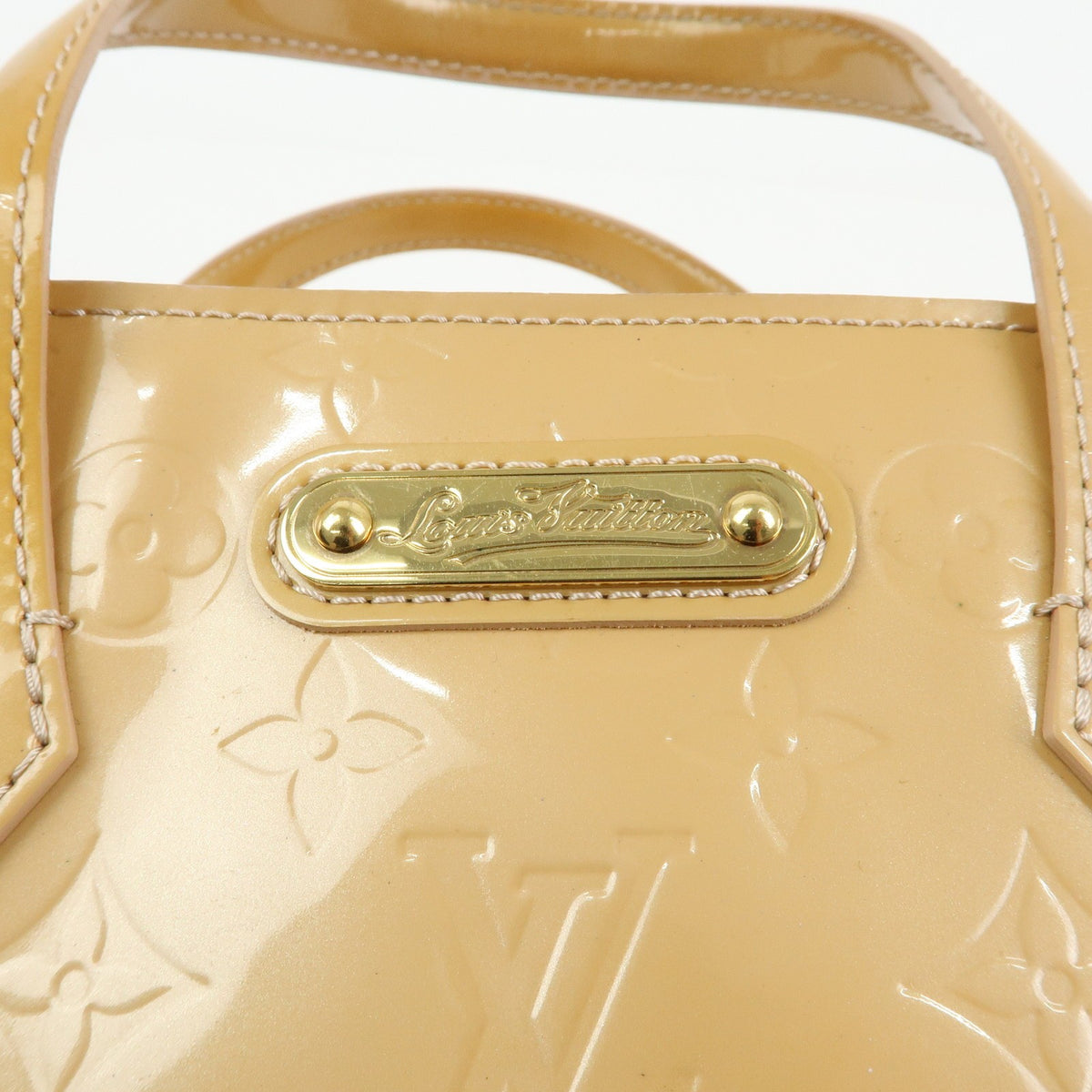 Louis Vuitton Wilshire Monogram Vernis Beige Patent_Leather Handbag (Pre-Owned)