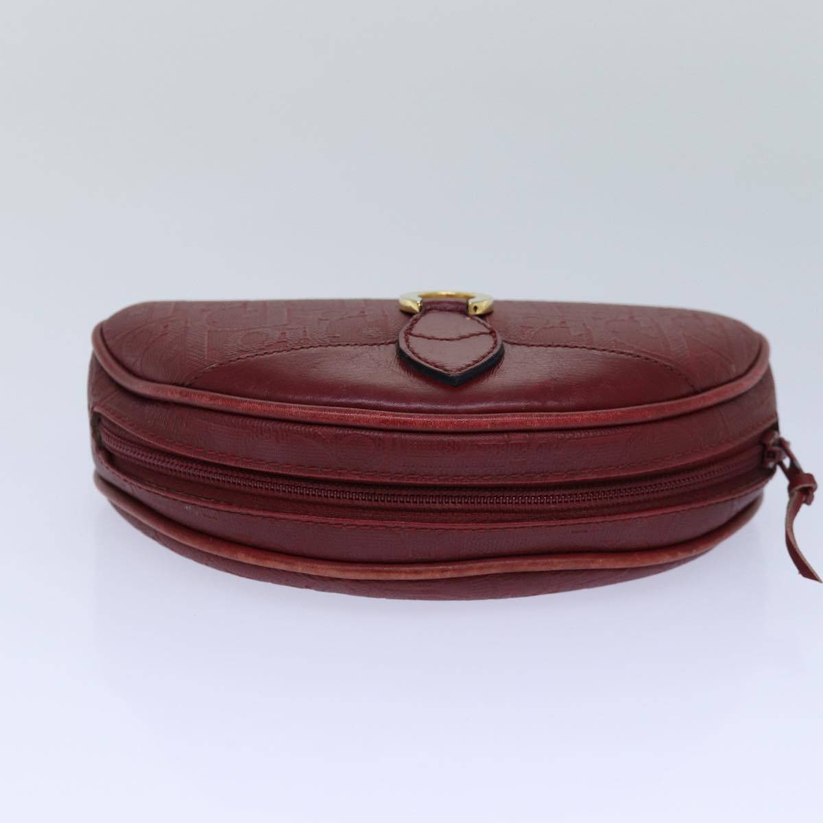 Dior Demi-Lune Burgundy Canvas Clutch Bag (Pre-Owned)