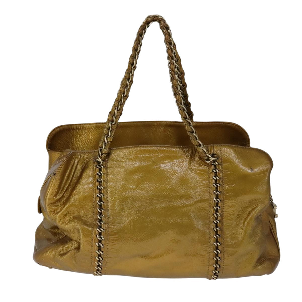 Chanel Coco Cabas Gold Patent Leather Tote Bag (Pre-Owned)