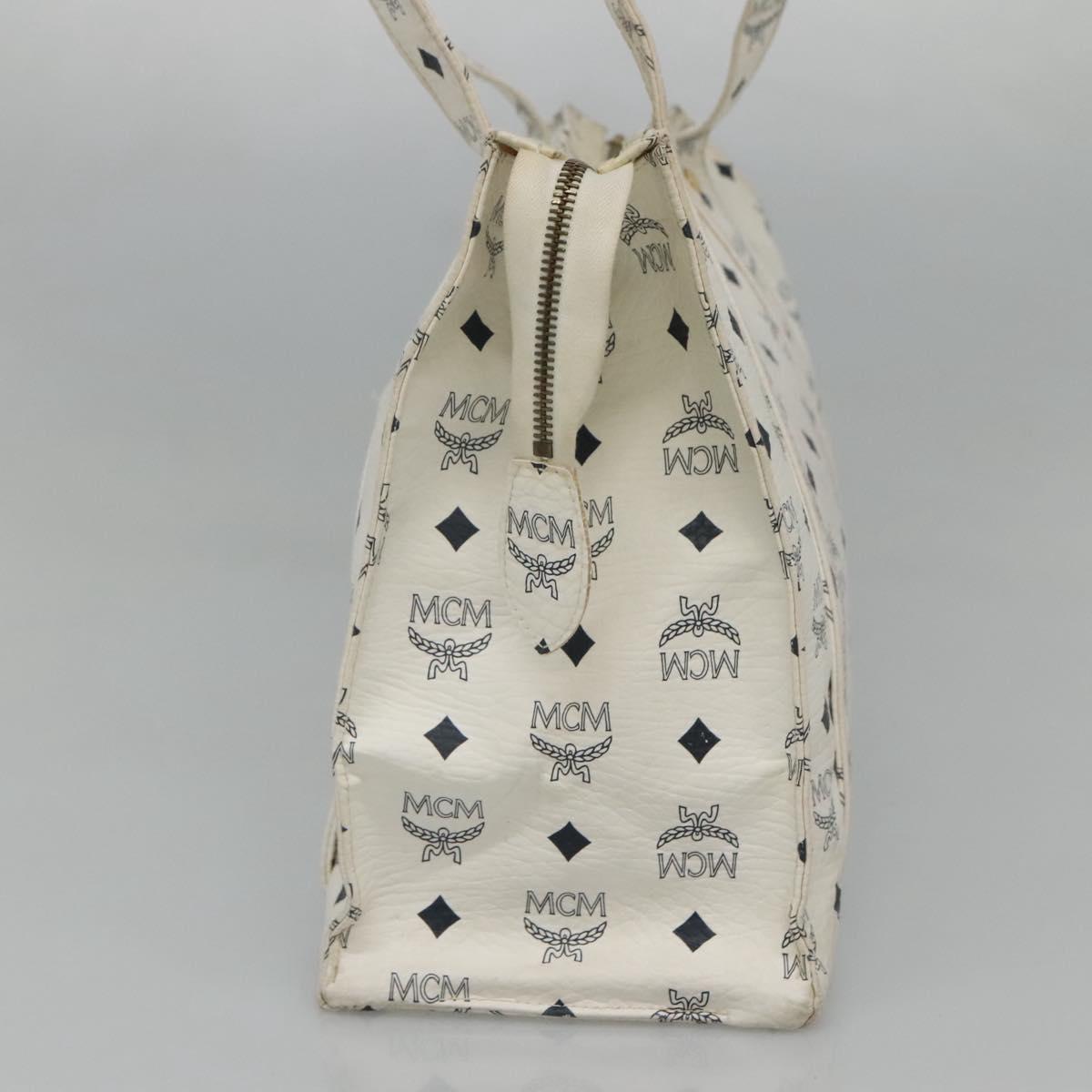 MCM Visetos White Canvas Tote Bag (Pre-Owned)