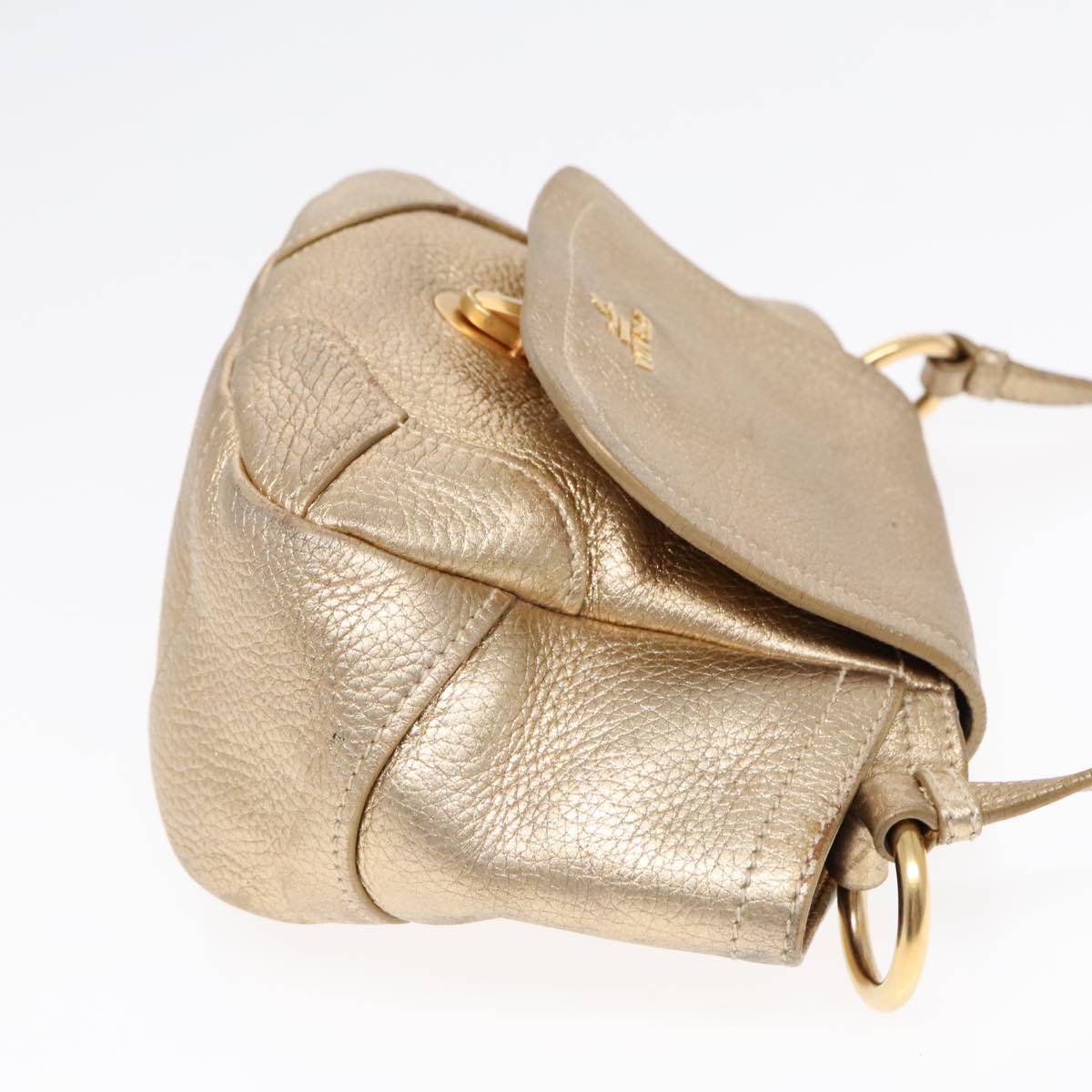 Prada Vitello Gold Leather Shoulder Bag (Pre-Owned)