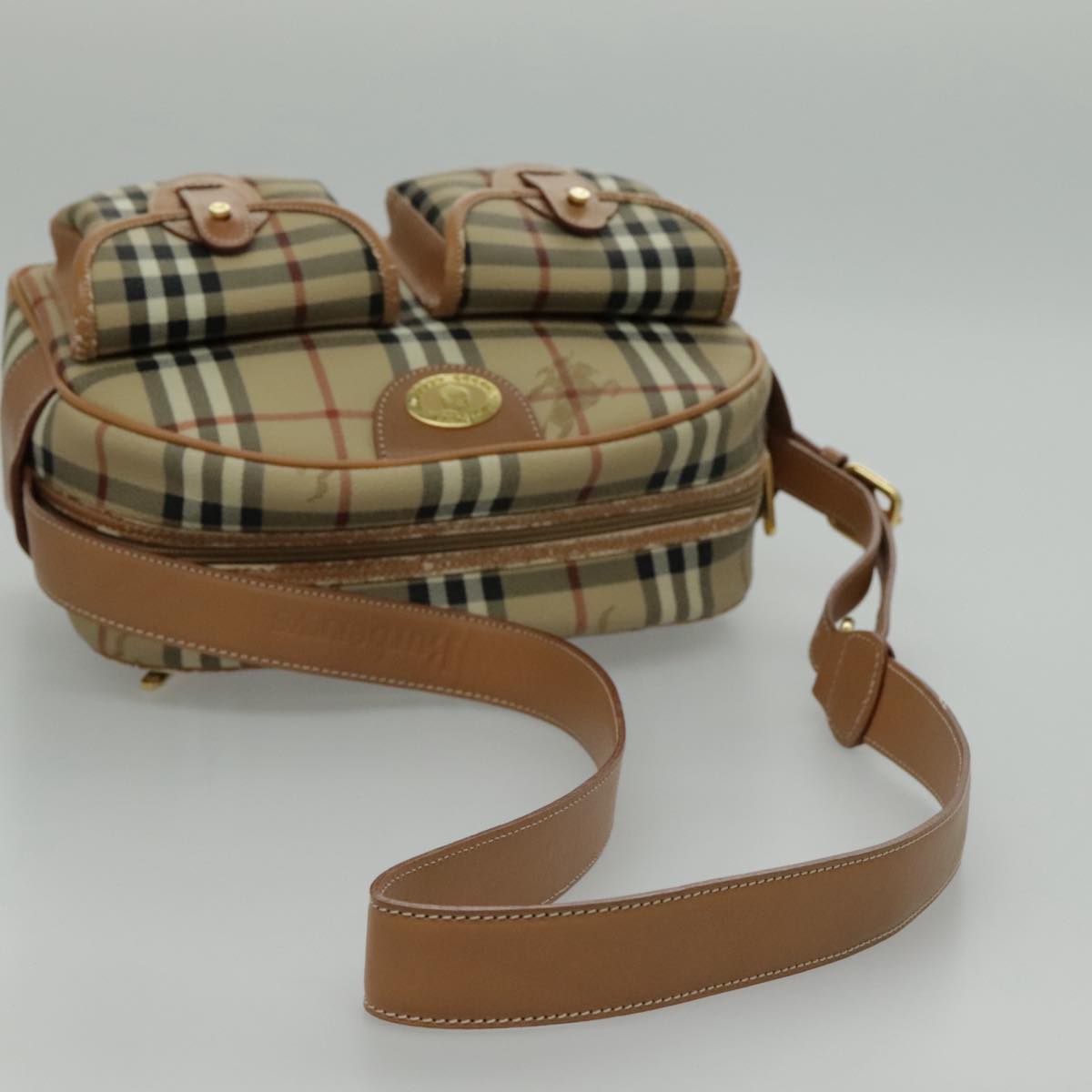 Burberry Nova Check Beige Canvas Shoulder Bag (Pre-Owned)