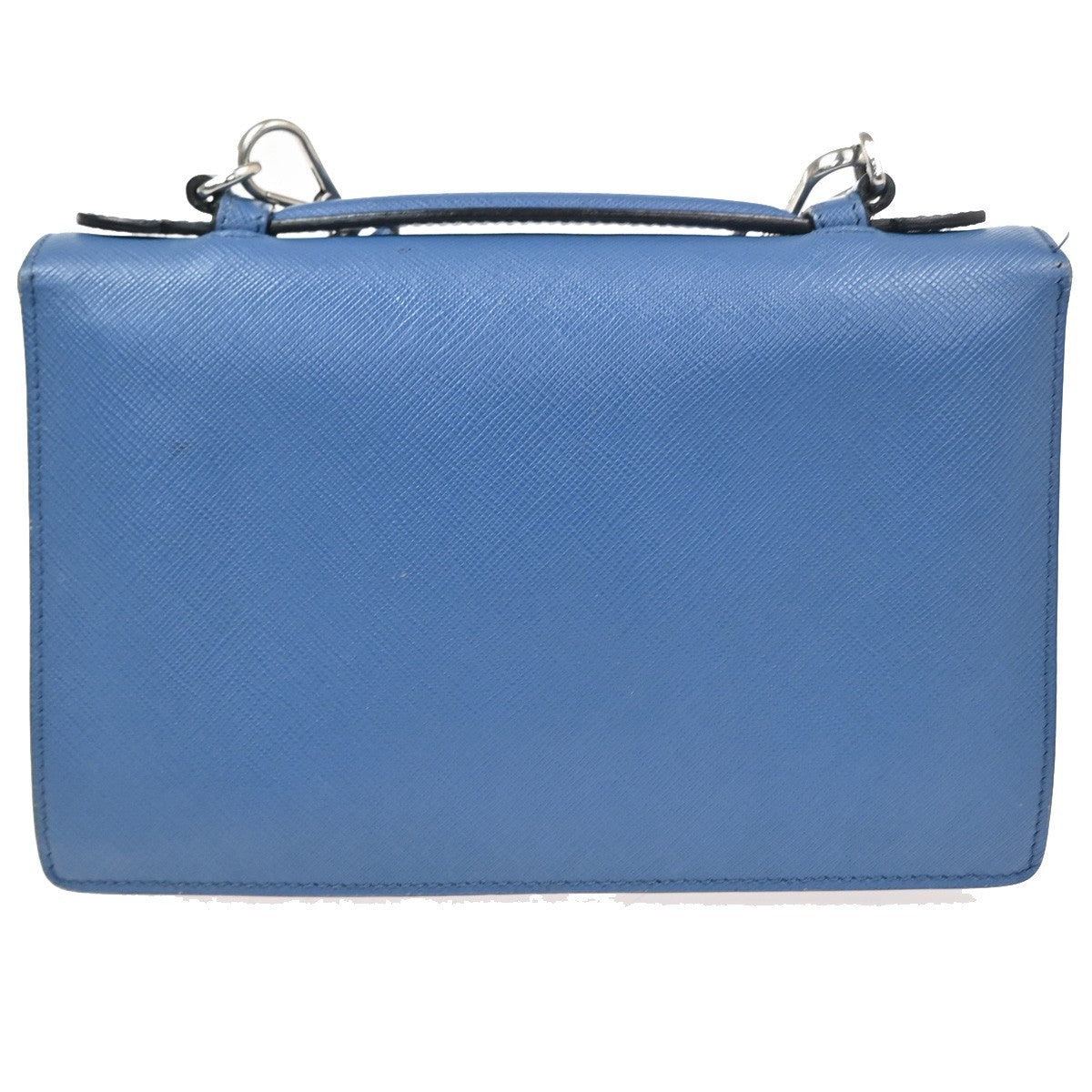 Prada Convertible Sound Top Handle Saffiano Leather Blue Leather Shoulder Bag Bag (Pre-Owned)