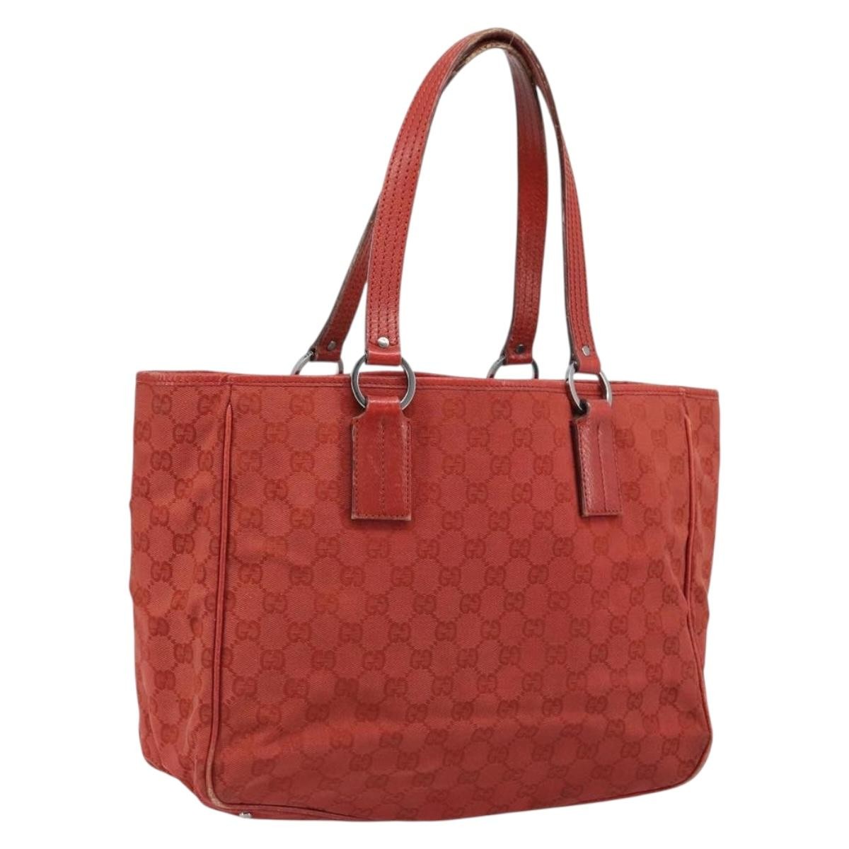 Gucci Vintage Open Tote Gg Canvas And Leather Red Canvas Tote Bag Bag (Pre-Owned)