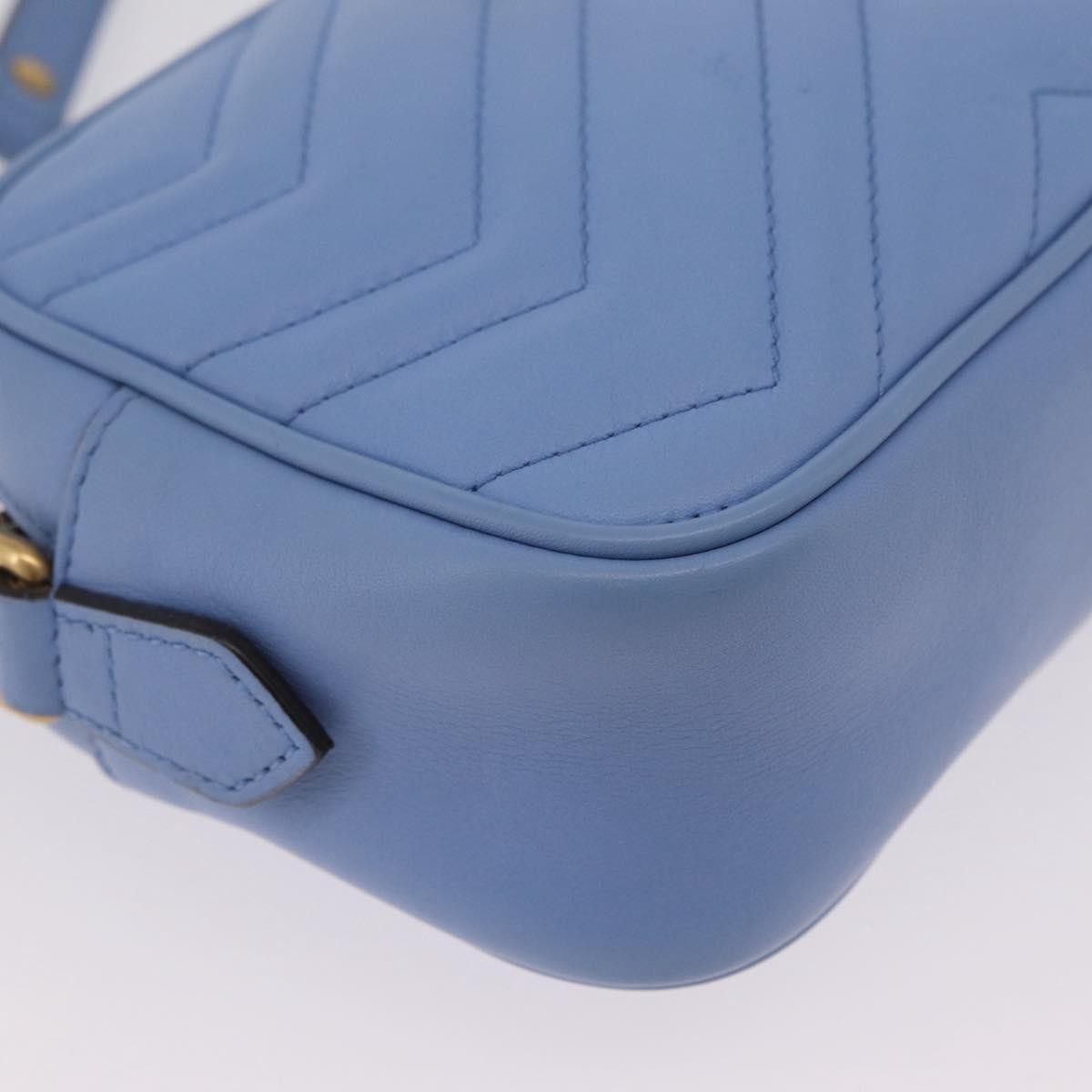 Gucci Gg Marmont Matelasse Patent Blue Leather Shoulder Bag Bag (Pre-Owned)