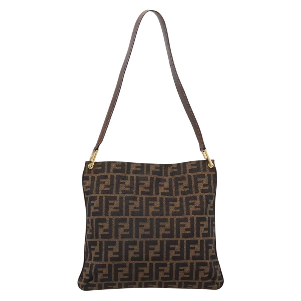 Fendi Shoulder Bag Zucca Brown Canvas Shoulder Bag Bag (Pre-Owned)