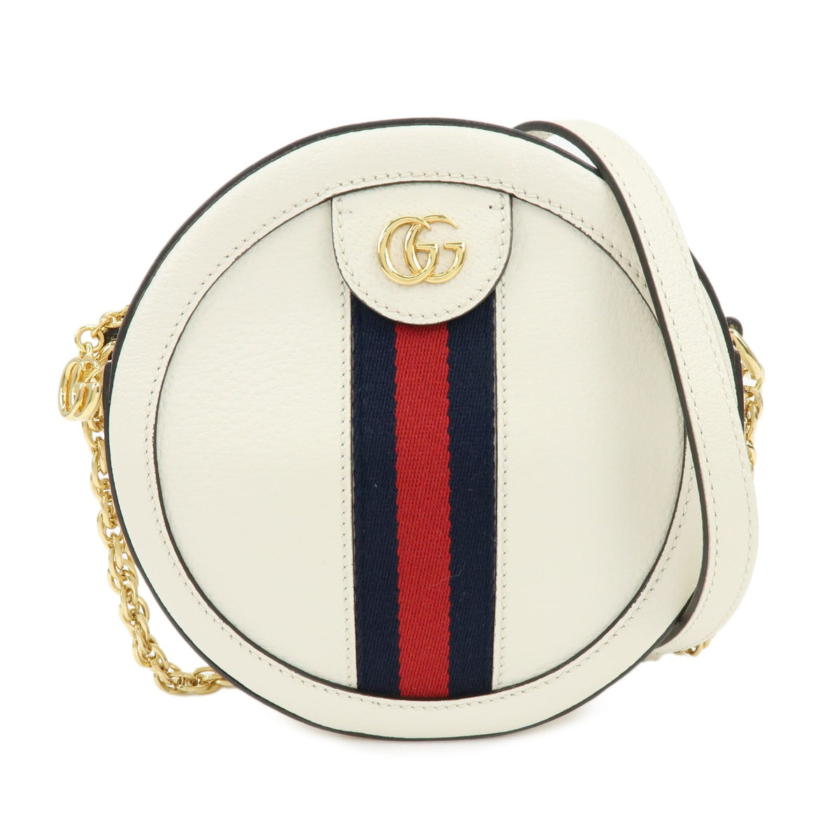Gucci Ophidia Round Leather White Leather Shoulder Bag Bag (Pre-Owned)