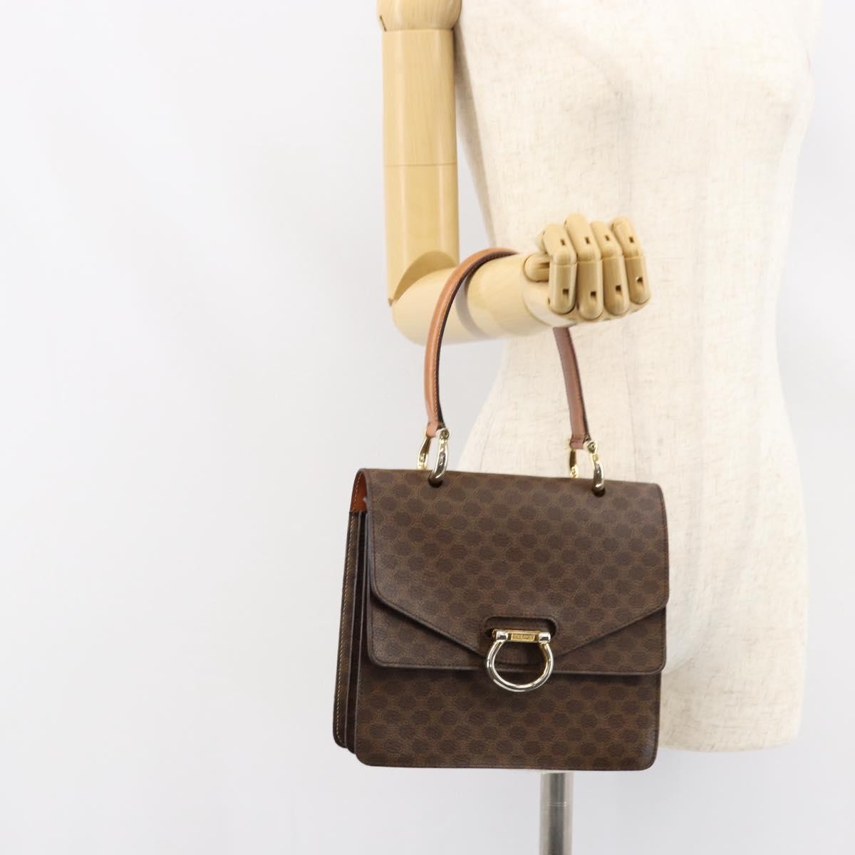 Celine Vintage Top Handle Macadam Canvas Brown Canvas Handbag (Pre-Owned)