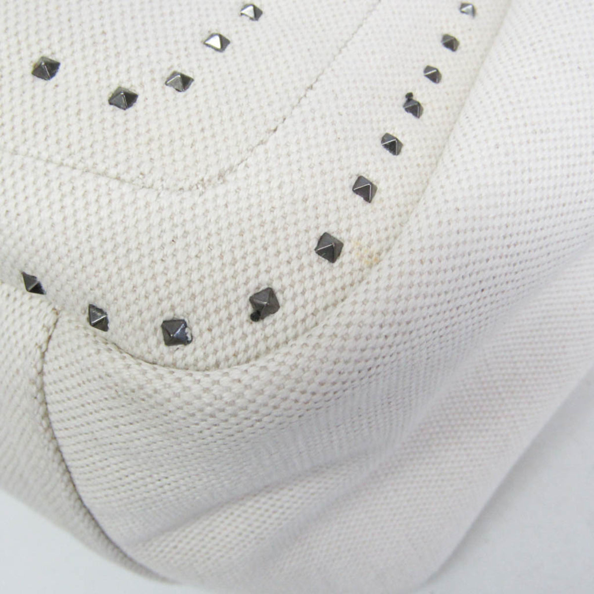Valentino Garavani Atelier 01 Studded Canvas Red Canvas Tote Bag Bag (Pre-Owned)