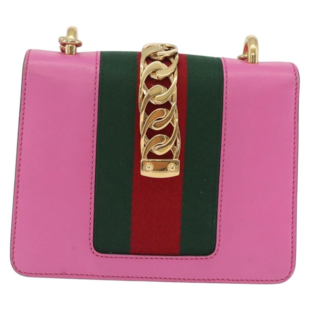 Gucci Sylvie Chain Leather Pink Leather Shoulder Bag Bag (Pre-Owned)