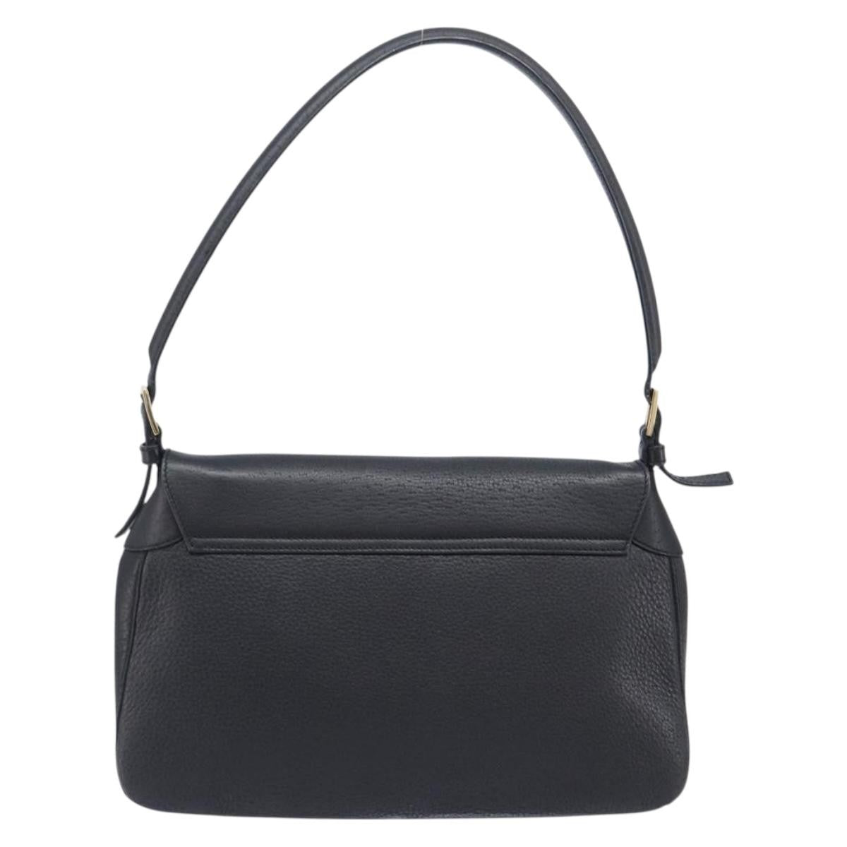 Salvatore Ferragamo Gancini Leather Black Leather Shoulder Bag Bag (Pre-Owned)