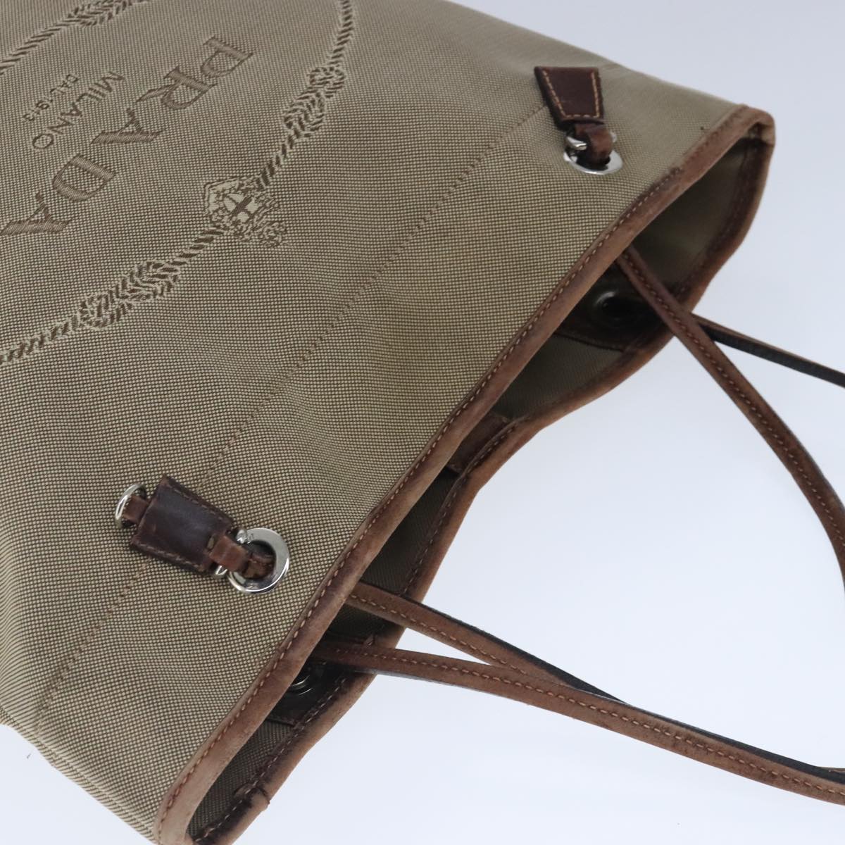 Prada Beige Canvas Tote Bag (Pre-Owned)