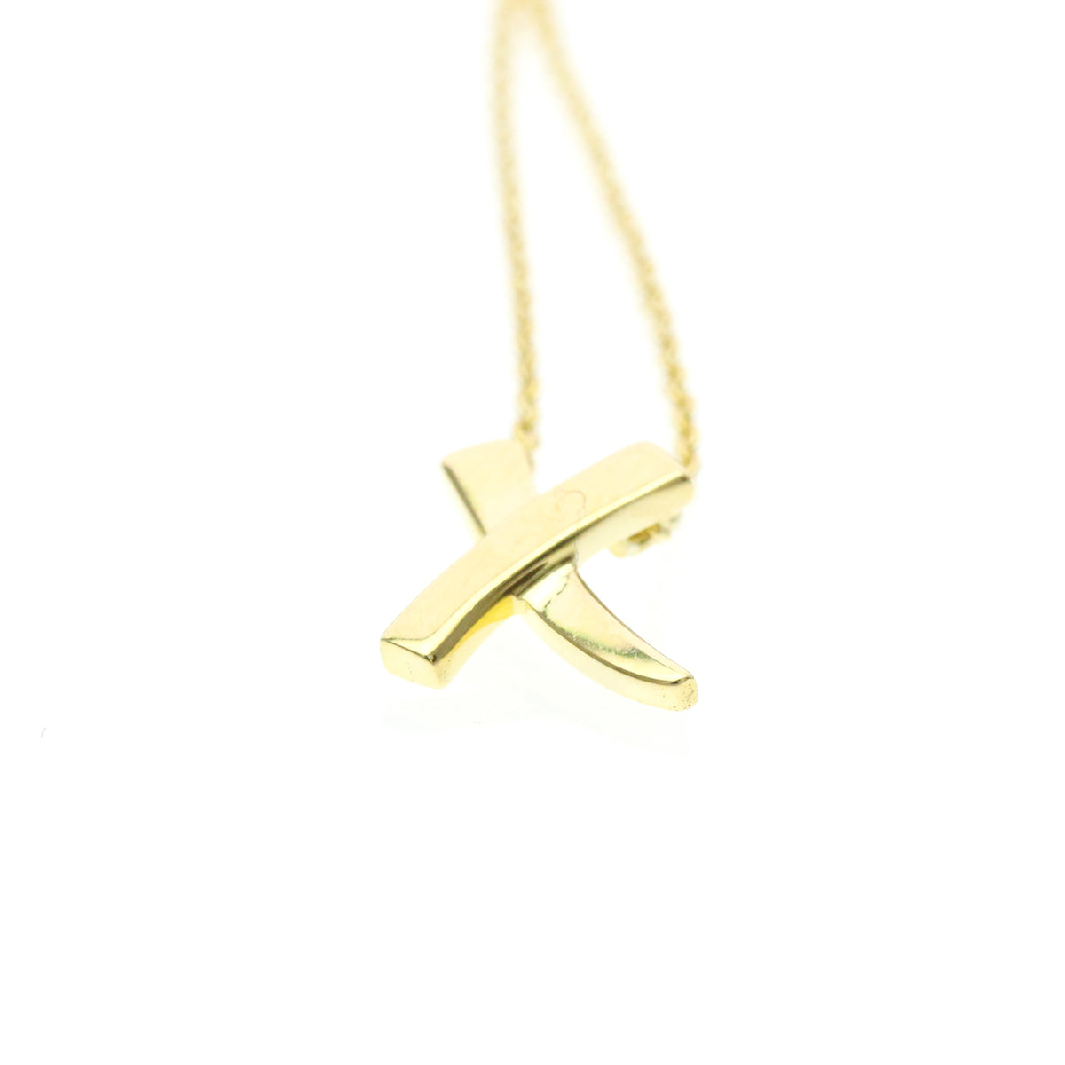 Tiffany & Co. Paloma Picasso Graffiti X Pendant 18K Yellow Gold Gold Yellow_Gold Necklace Jewelry (Pre-Owned)
