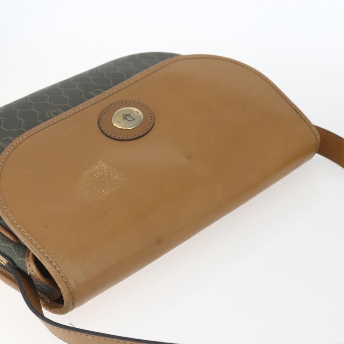 Christian Dior Vintage Honeycomb Flap Canvas And Leather Khaki Canvas Shoulder Bag Bag (Pre-Owned)