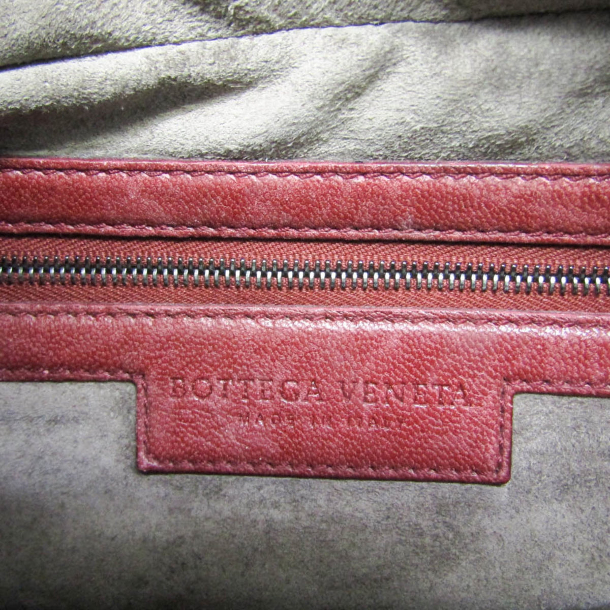 Bottega Veneta Zip Boston Intrecciato Nappa Red Leather Handbag (Pre-Owned)
