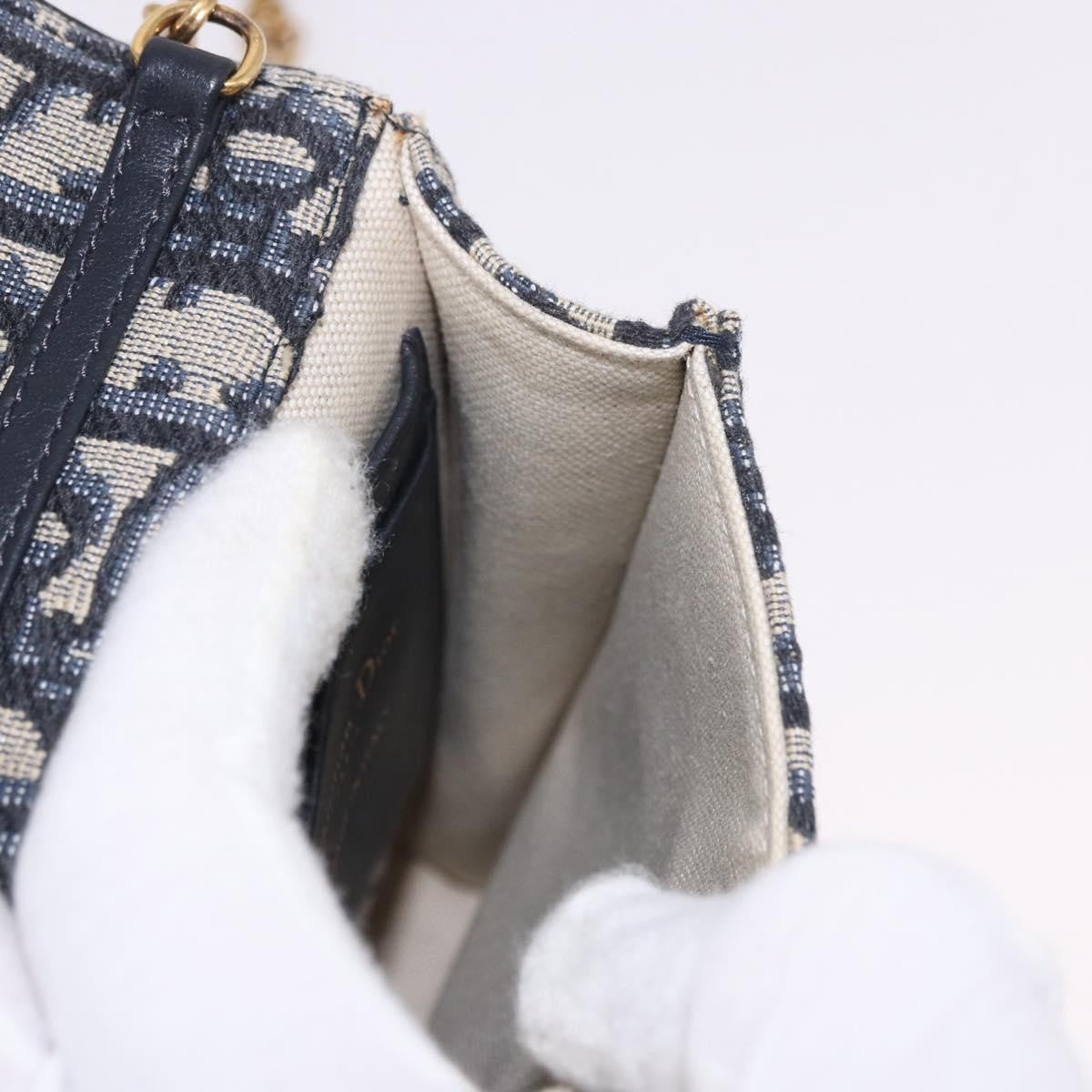 Christian Dior Vertical Saddle Chain Oblique Canvas Navy Canvas Clutche & Pouche Bag (Pre-Owned)