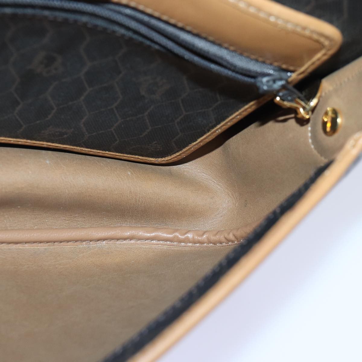 Christian Dior Vintage Honeycomb Canvas And Leather Black Canvas Shoulder Bag Bag (Pre-Owned)