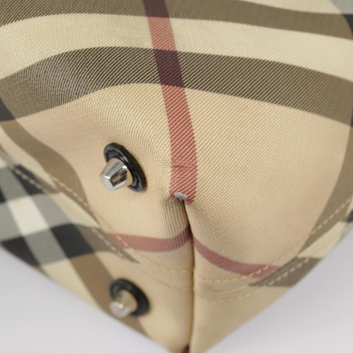 Burberry Nova Check Beige Canvas Handbag (Pre-Owned)
