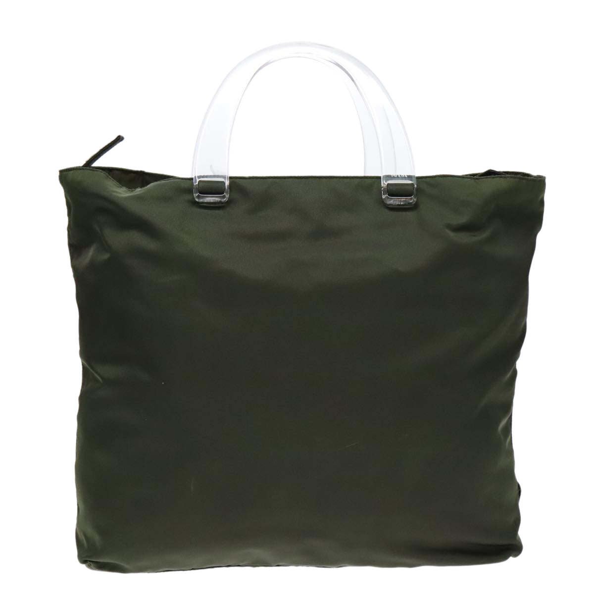 Prada Triangle Logo Green Synthetic Handbag (Pre-Owned)