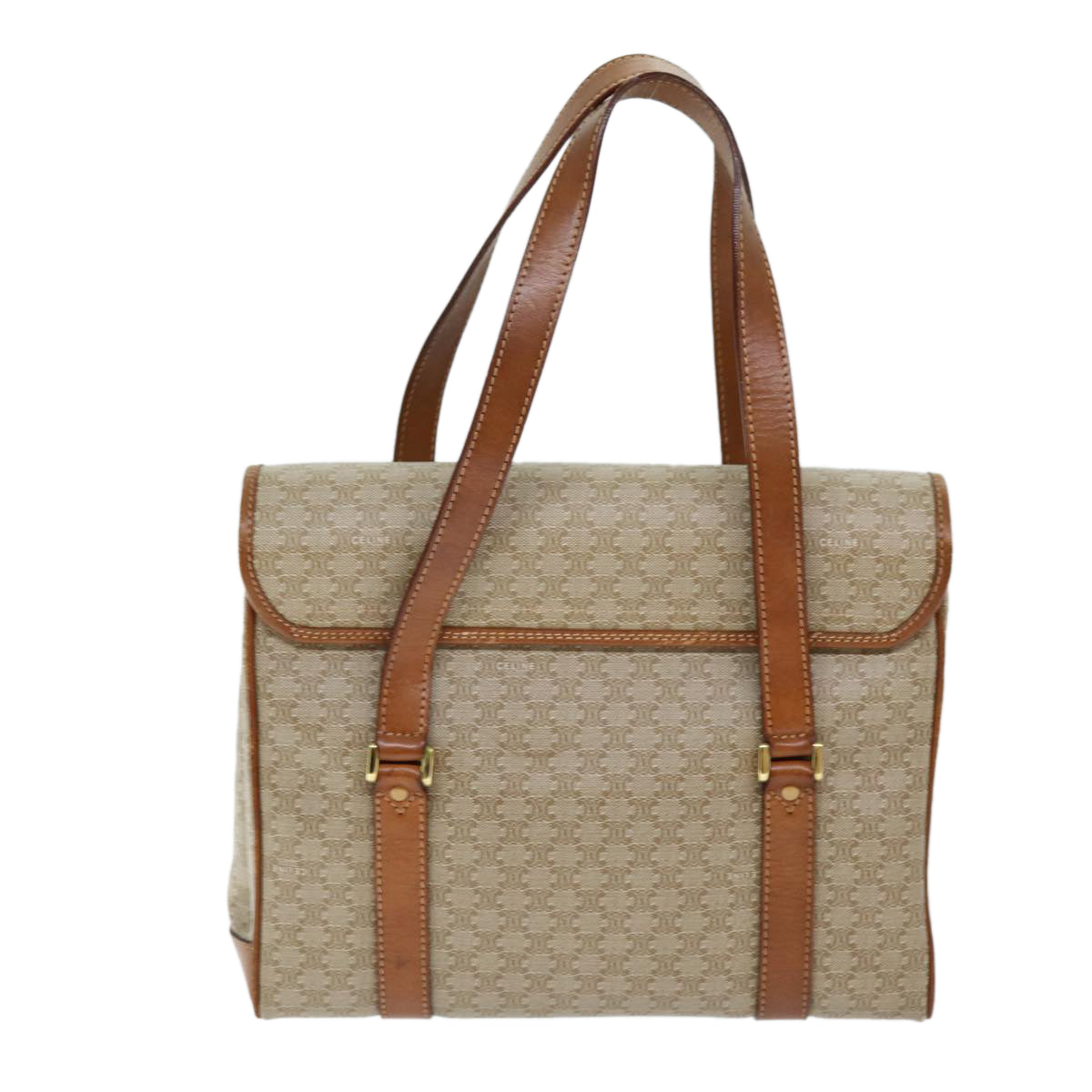Céline Macadam Beige Canvas Shoulder Bag (Pre-Owned)