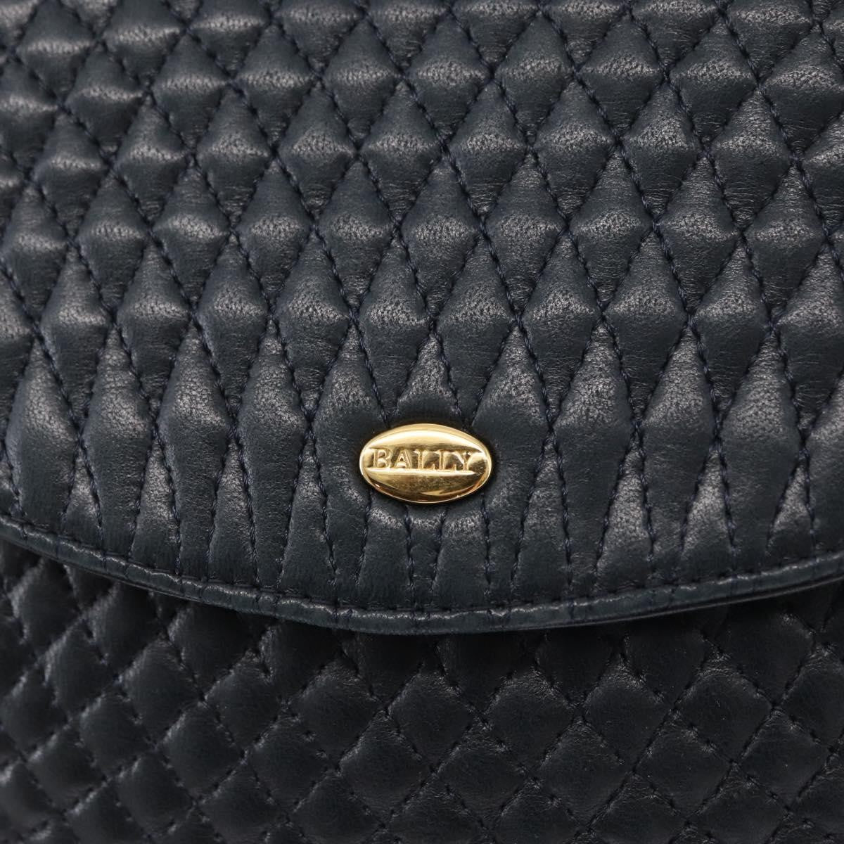 Bally Vintage Chain Quilted Leather Navy Leather Shoulder Bag Bag (Pre-Owned)