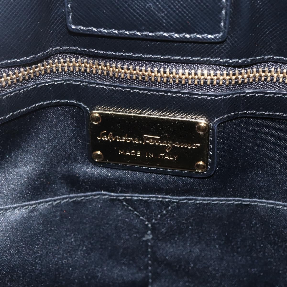Salvatore Ferragamo Vala Chain Leather Black Leather Shoulder Bag Bag (Pre-Owned)