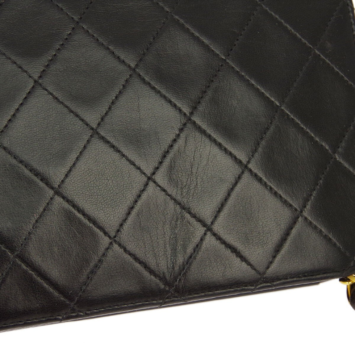 Chanel Vintage Classic Single Flap Quilted Lambskin Black Leather Shoulder Bag Bag (Pre-Owned)