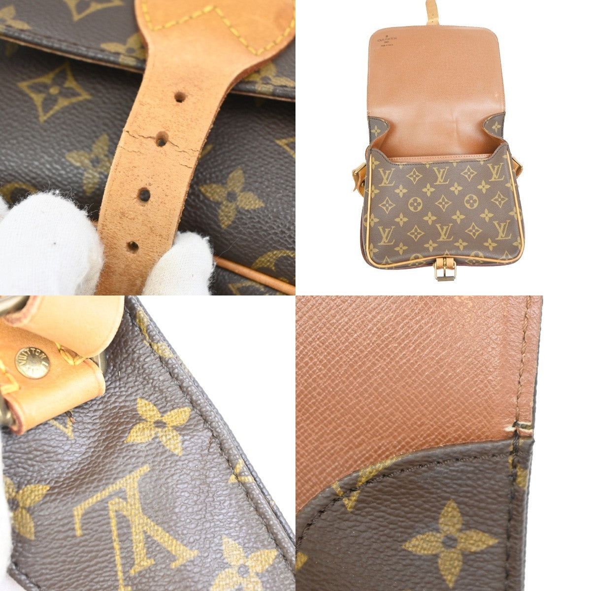 Louis Vuitton Cartouchiere Monogram Canvas Brown Canvas Handbag (Pre-Owned)