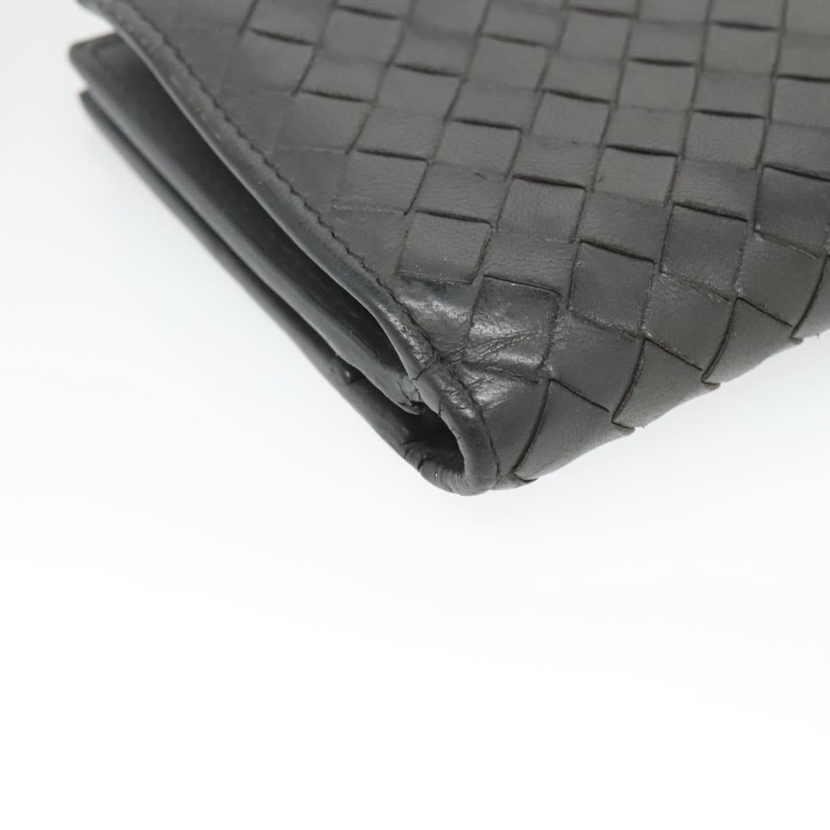 Bottega Veneta Intrecciato Grey Leather Wallet  (Pre-Owned)