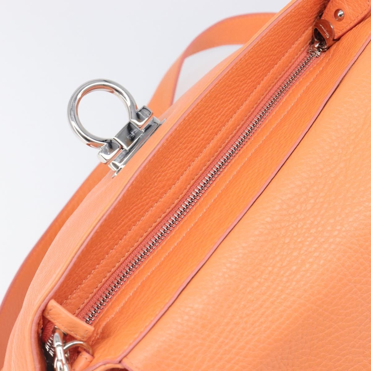 Salvatore Ferragamo Sofia Satchel Leather Orange Leather Handbag (Pre-Owned)