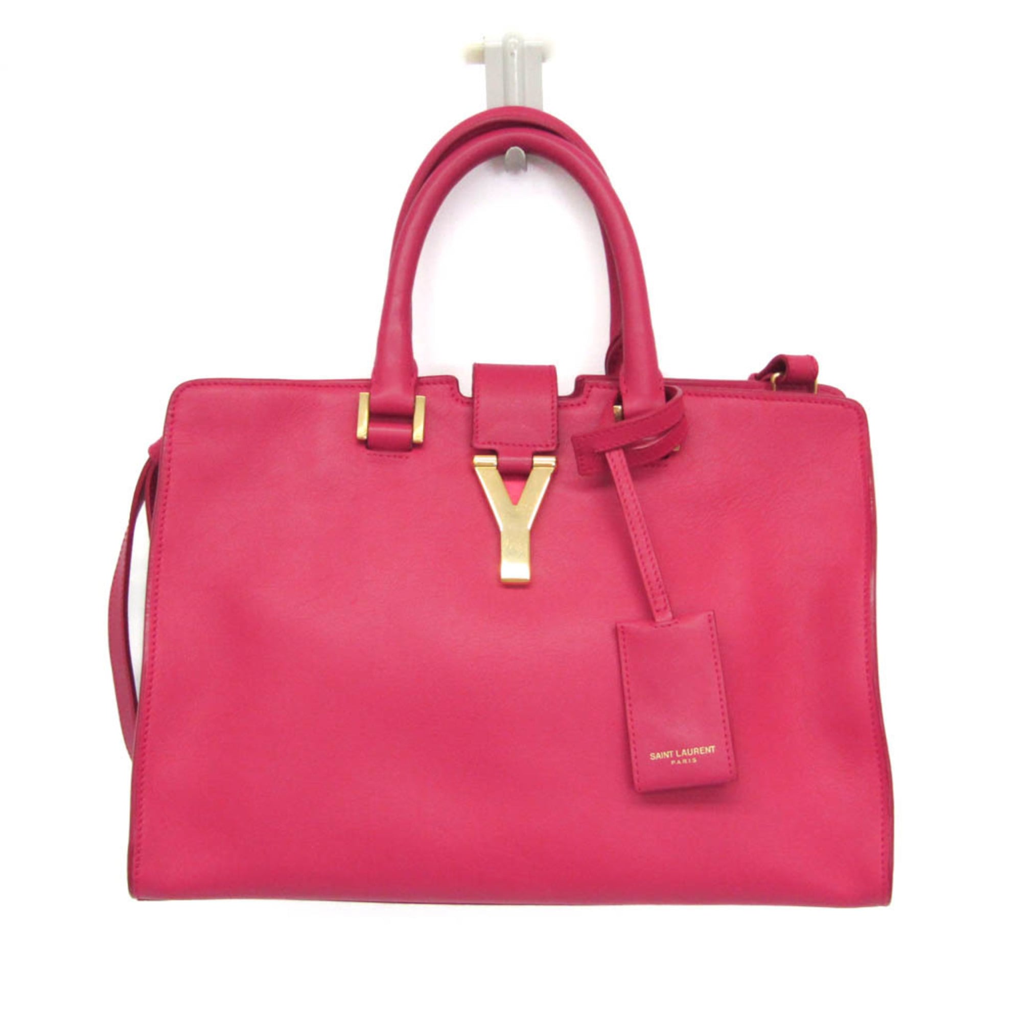 Saint Laurent Classic Y Cabas Leather Pink Leather Handbag (Pre-Owned)