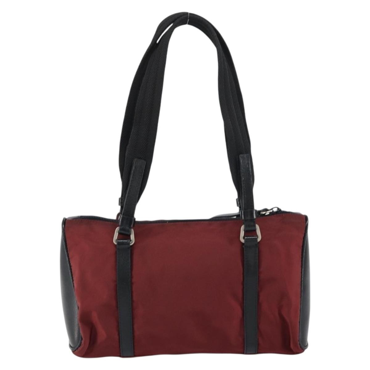 Prada Vintage Zip Tessuto Burgundy Nylon Handbag (Pre-Owned)