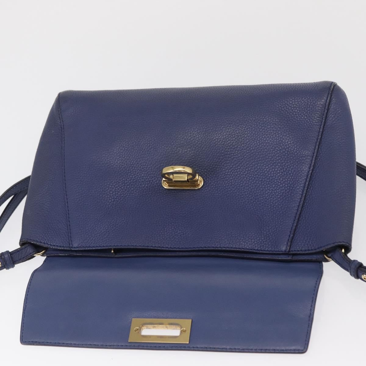 Salvatore Ferragamo Abbey Leather Navy Leather Shoulder Bag Bag (Pre-Owned)