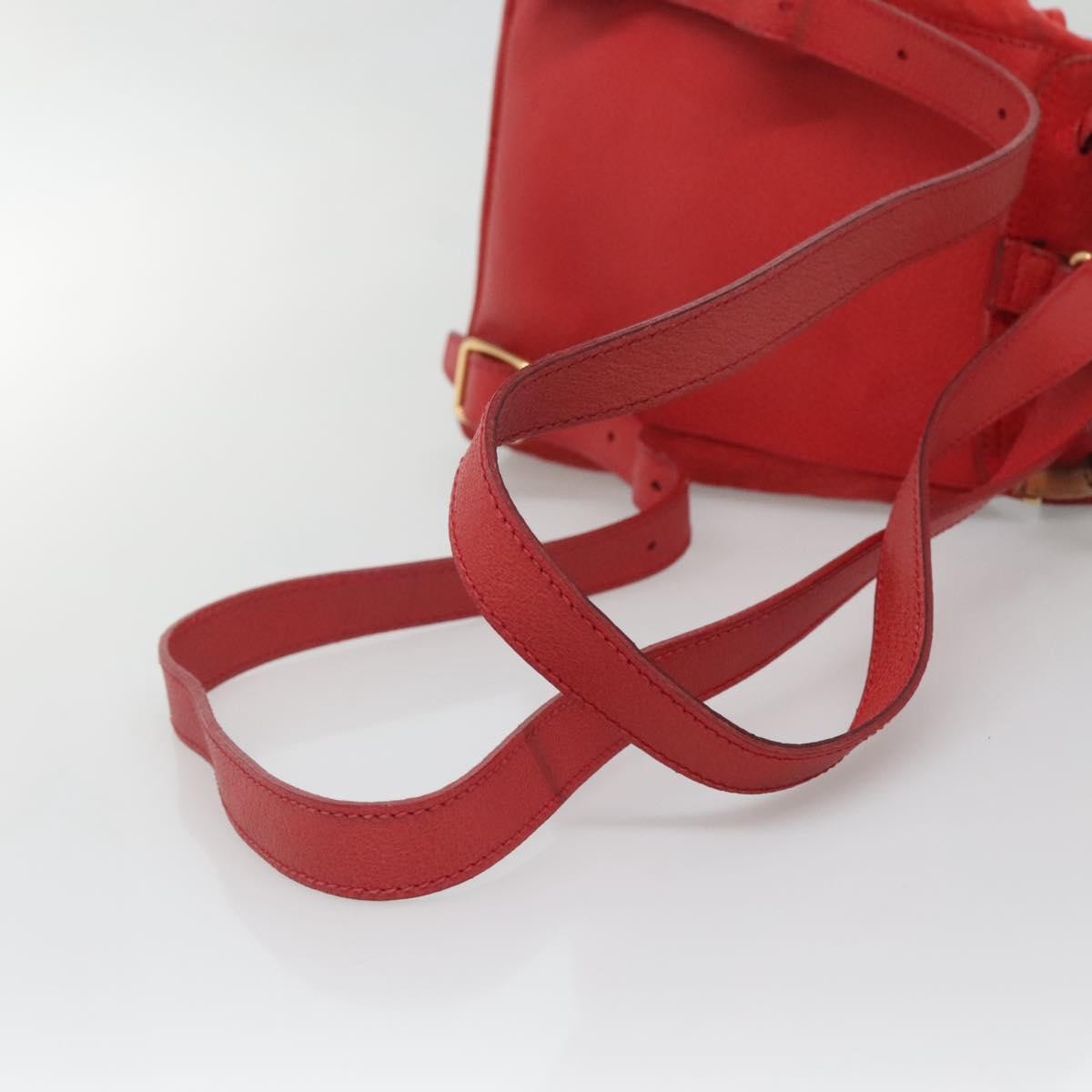 Gucci Vintage Bamboo Suede Red Suede Backpack Bag (Pre-Owned)