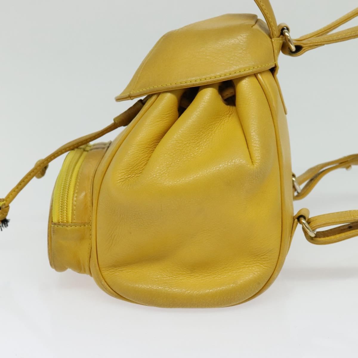 Christian Dior Vintage Flap Leather Yellow Leather Backpack Bag (Pre-Owned)