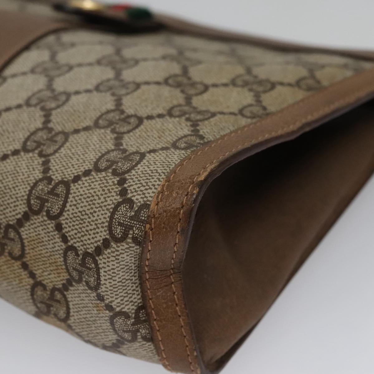 Gucci Sherry Beige Canvas Clutch Bag (Pre-Owned)