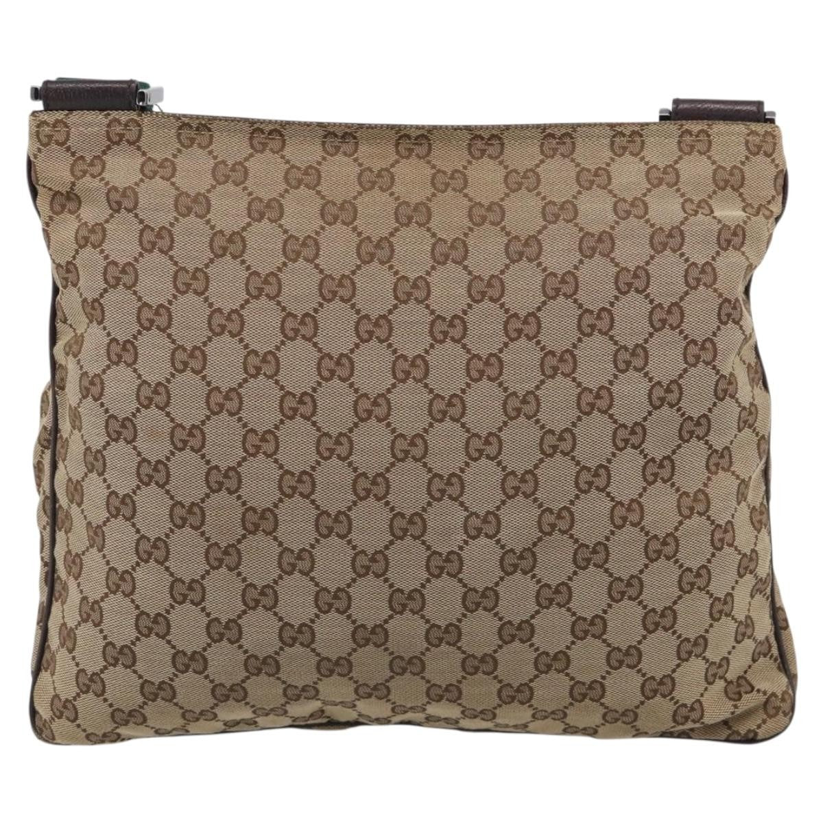 Gucci Double Pocket Web Messenger Gg Canvas Beige Canvas Crossbody Bag Bag (Pre-Owned)