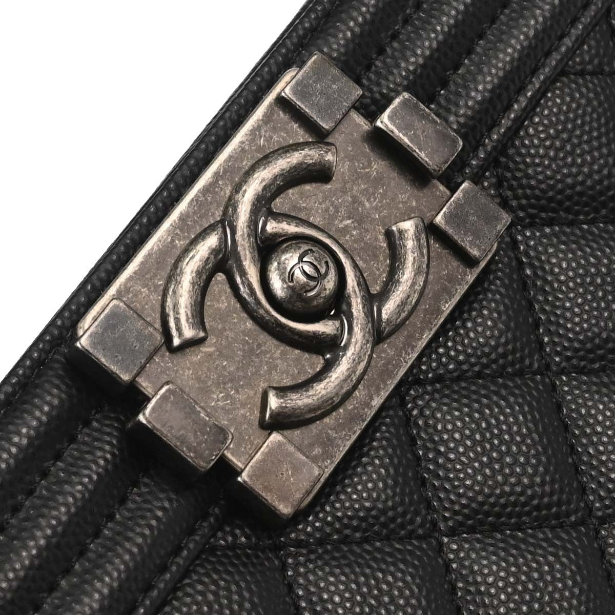 Chanel So Black Boy Flap Quilted Caviar Black Calfskin Handbag (Pre-Owned)
