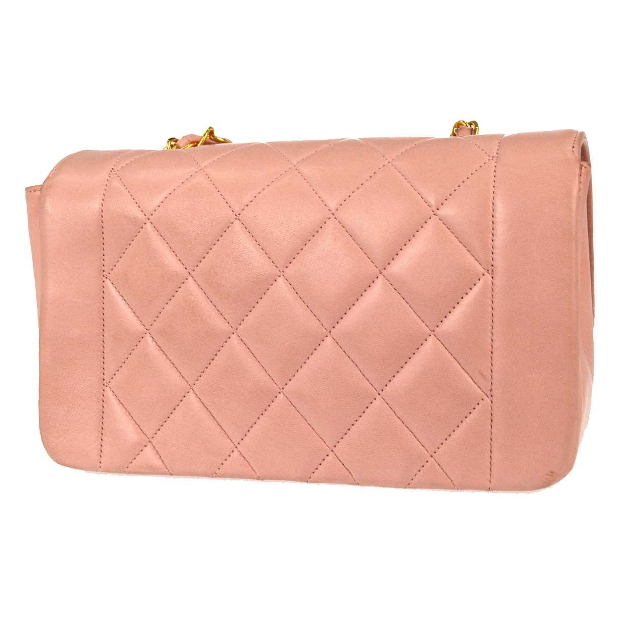 Chanel Vintage Diana Flap Quilted Lambskin Pink Leather Shoulder Bag Bag (Pre-Owned)
