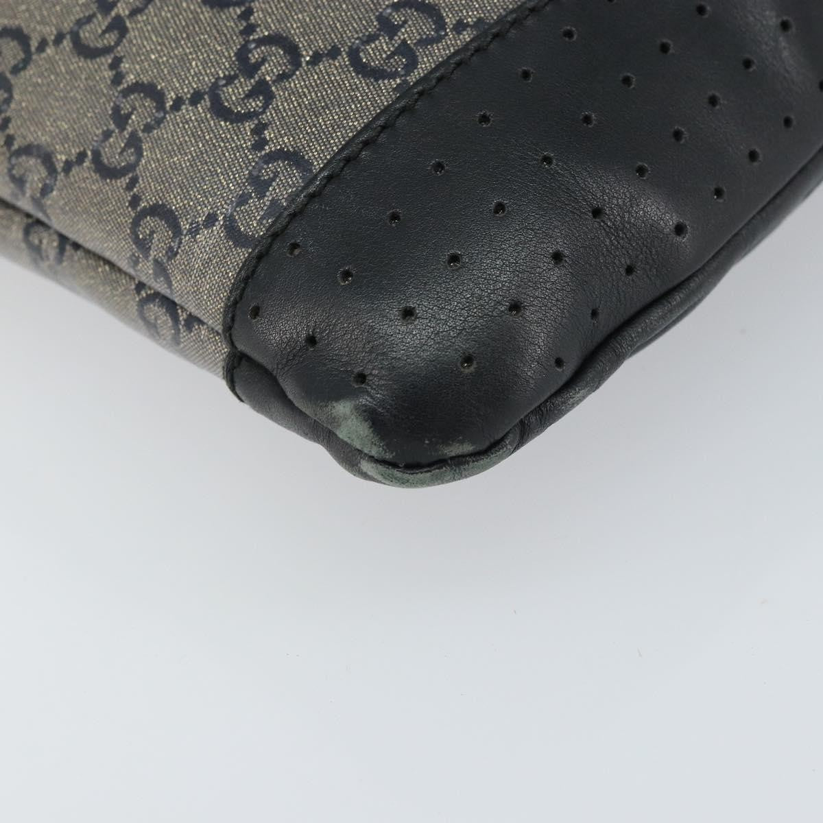 Gucci Zip Messenger Gg Canvas With Perforated Leather Navy Canvas Shoulder Bag Bag (Pre-Owned)
