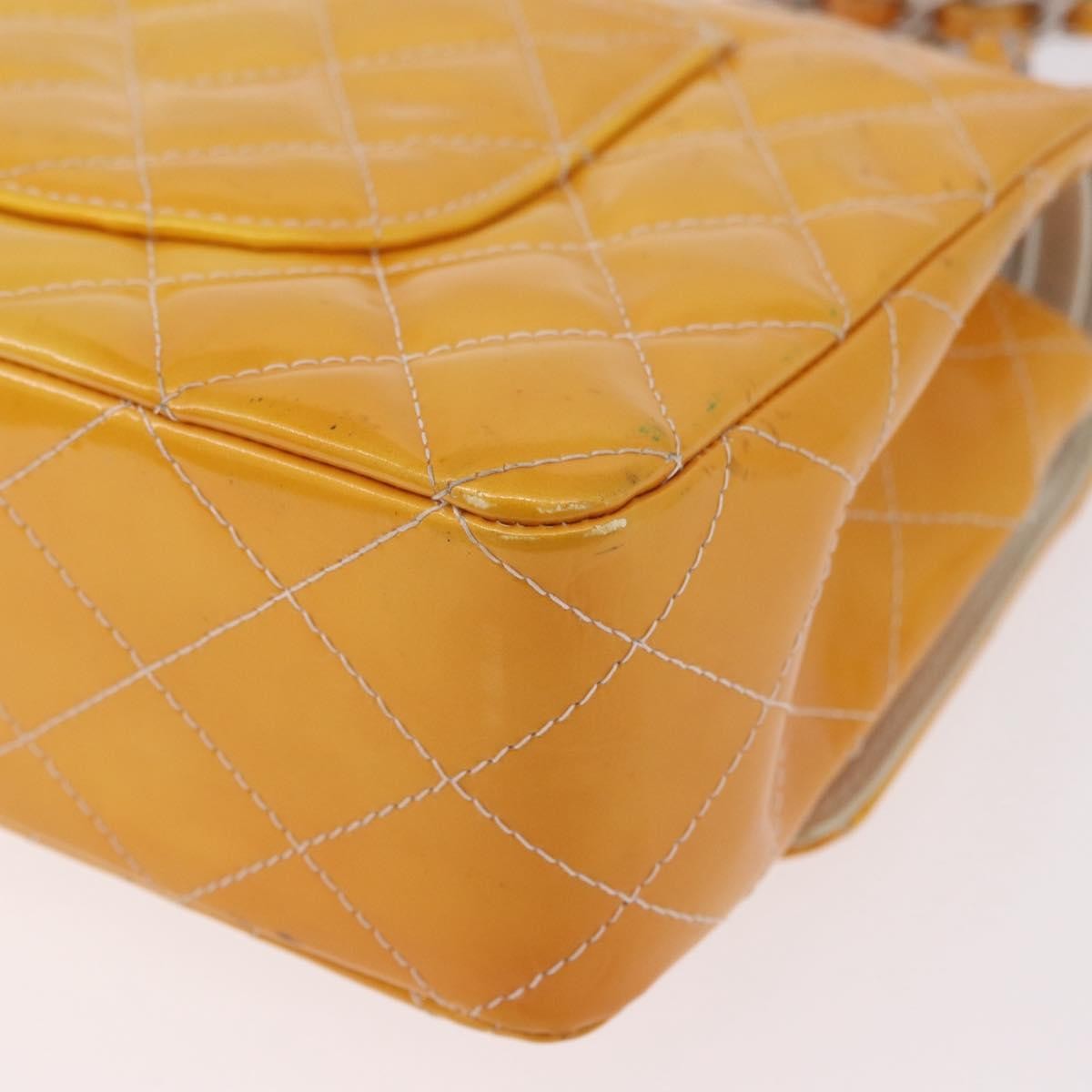 Chanel Timeless - Classic Double Flap Quilted Patent Yellow Patent_Leather Shoulder Bag Bag (Pre-Owned)