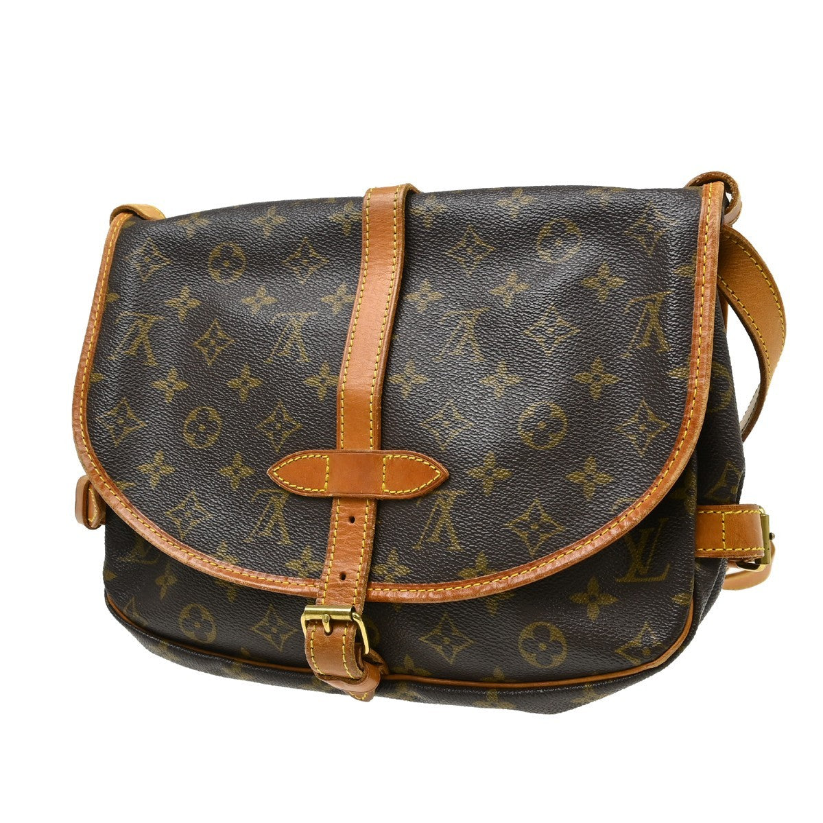 Louis Vuitton Saumur Monogram Brown Canvas Shoulder Bag Bag (Pre-Owned)