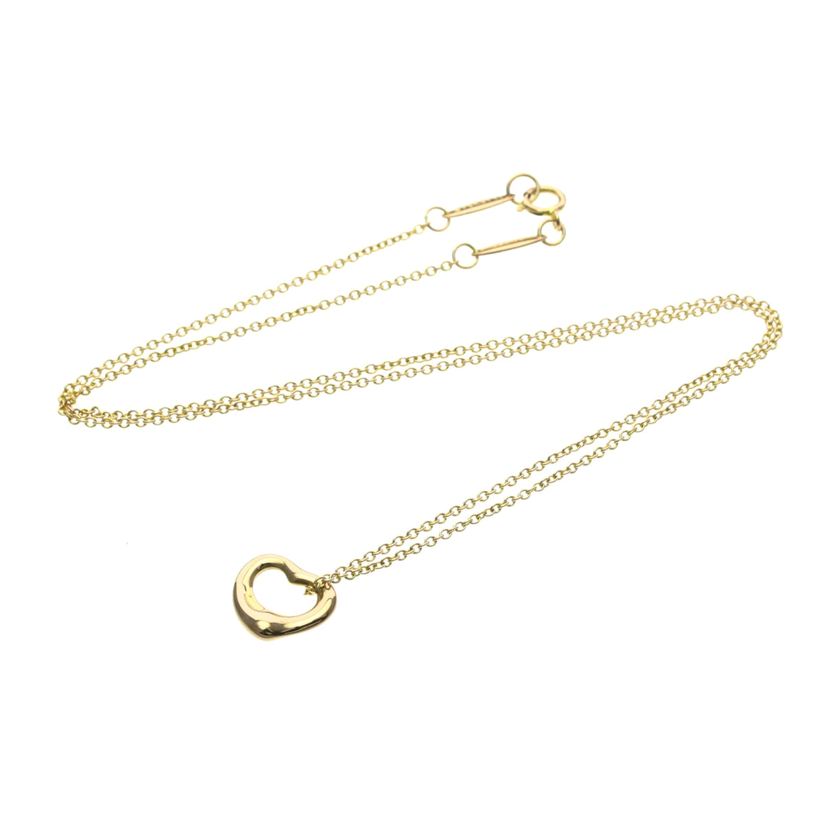 Tiffany & Co. Elsa Peretti Open Heart Pendant 18K Yellow Gold Gold Pink_Gold Necklace Jewelry (Pre-Owned)