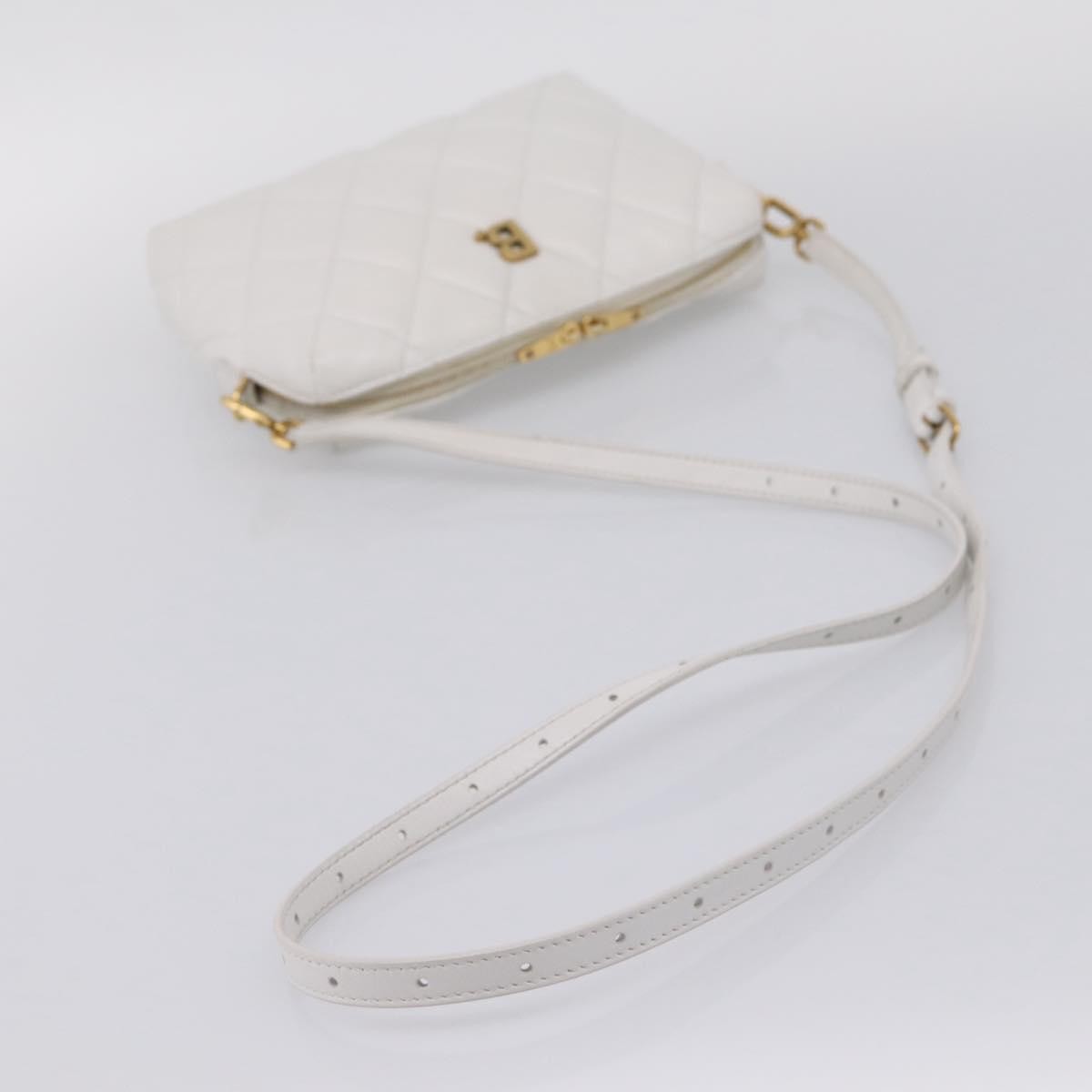 Balenciaga Touch B. Camera Quilted Leather White Leather Handbag (Pre-Owned)