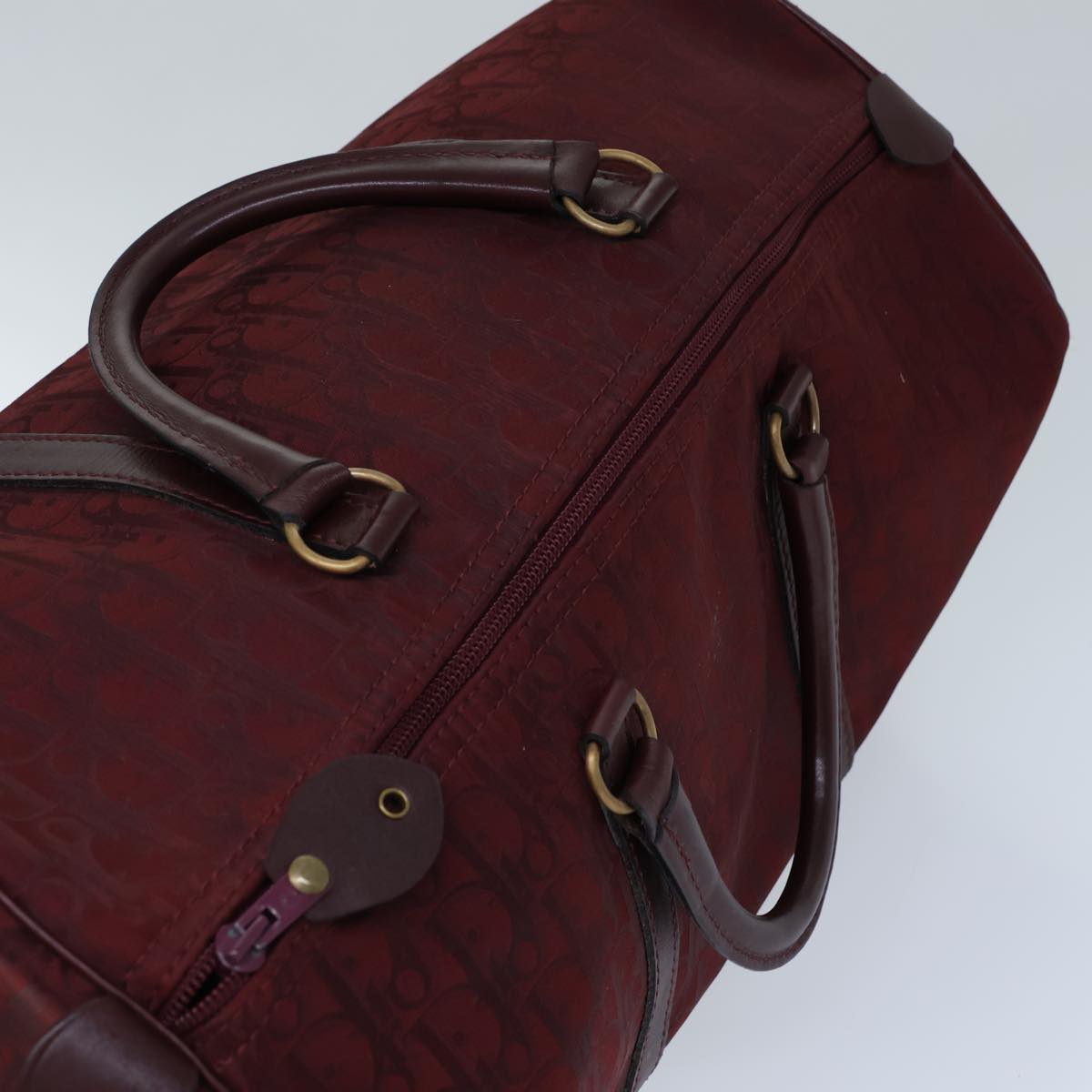 Dior Trotter Burgundy Canvas Travel Bag (Pre-Owned)