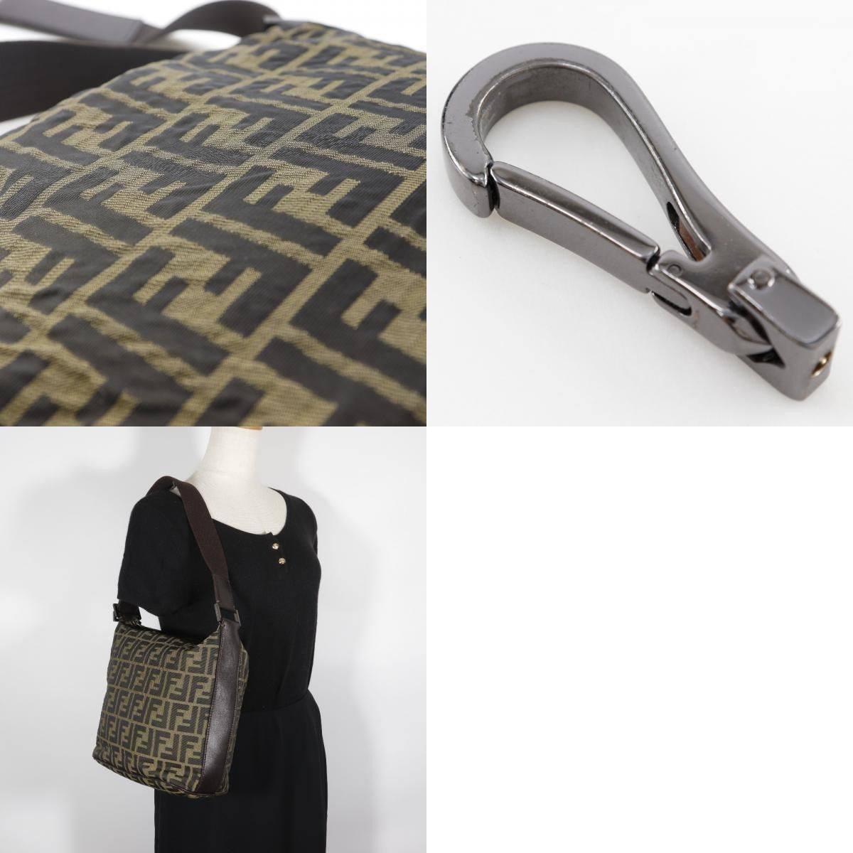 Fendi Logo Zucca Zucca Brown Canvas Shoulder Bag Bag (Pre-Owned)