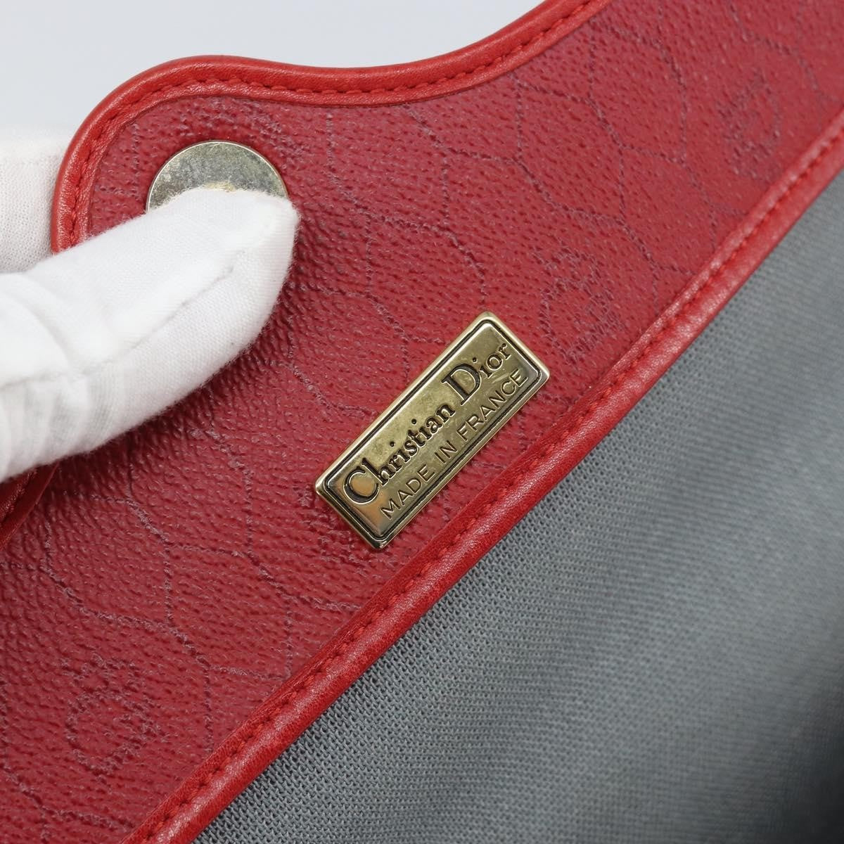 Christian Dior Vintage Honeycomb Flap Coated Canvas Red Pvc Shoulder Bag Bag (Pre-Owned)