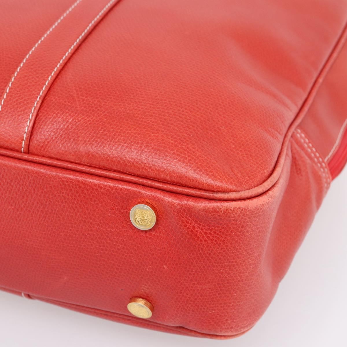 Loewe Anagram Business Leather Red Leather Briefcase Bag (Pre-Owned)